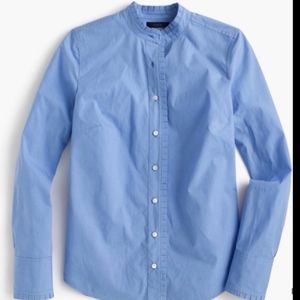 J. Crew Blue Ruffle Button Down 100% Cotton Blouse